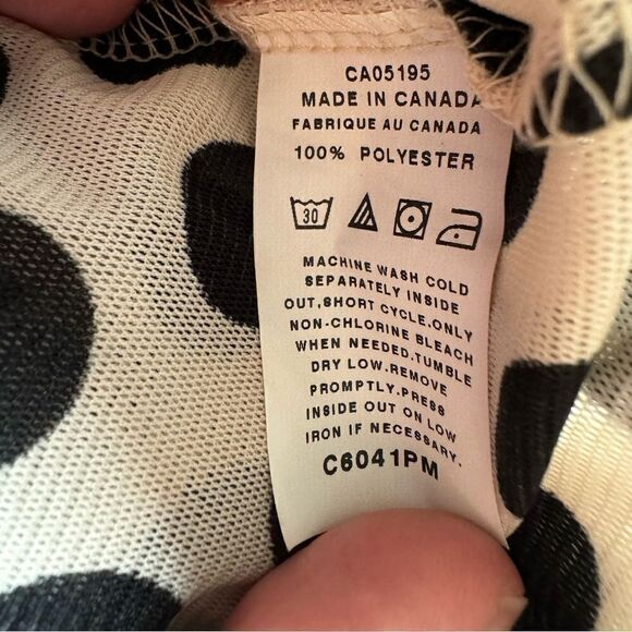 Vintage 90s Svetlana Tan and Black Polka Dot Layered Midi Ruffle Dress Size 10 - Picture 4 of 7